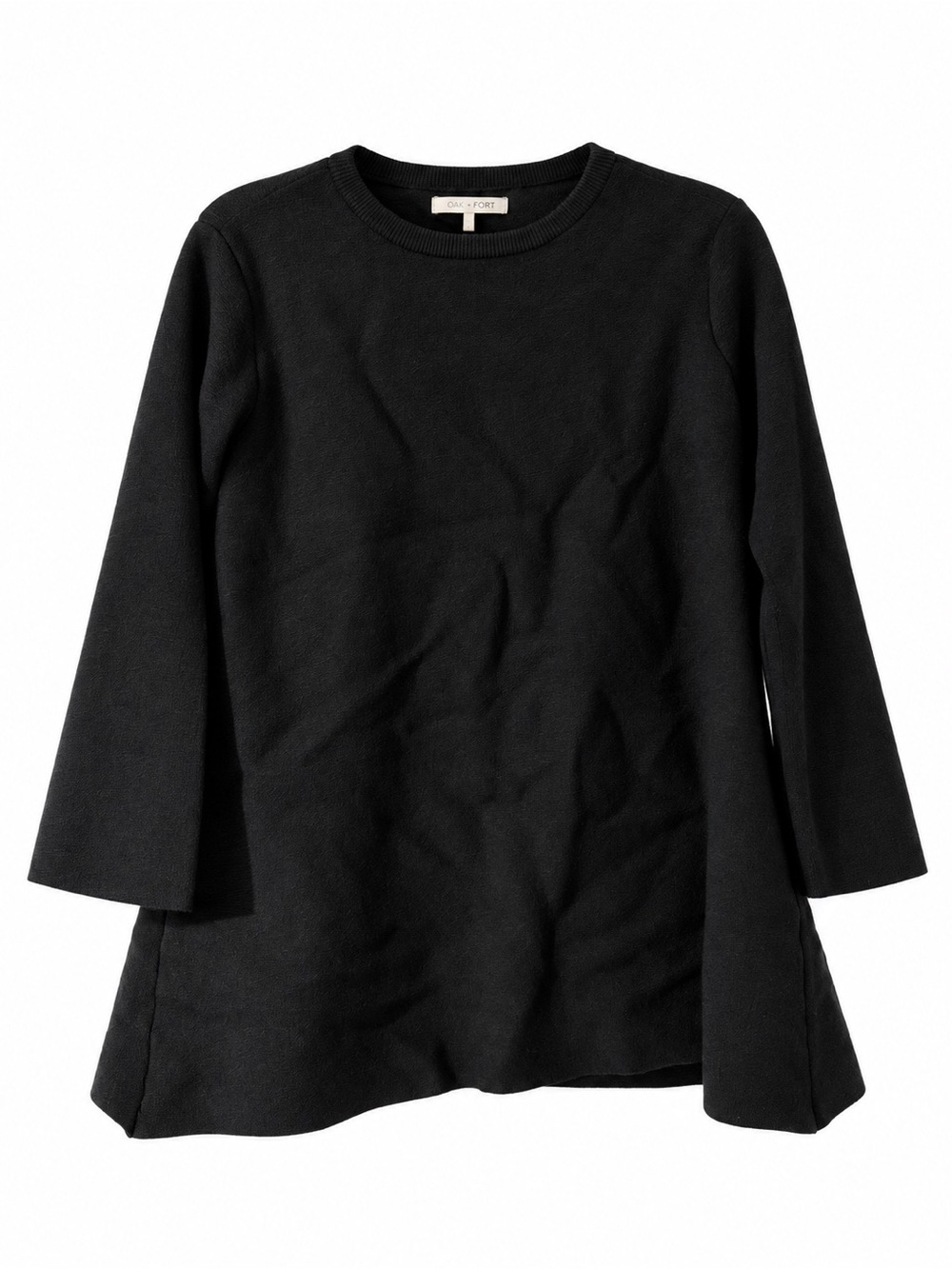 OAK + FORT Black Long-Sleeve A-Line Kids Top